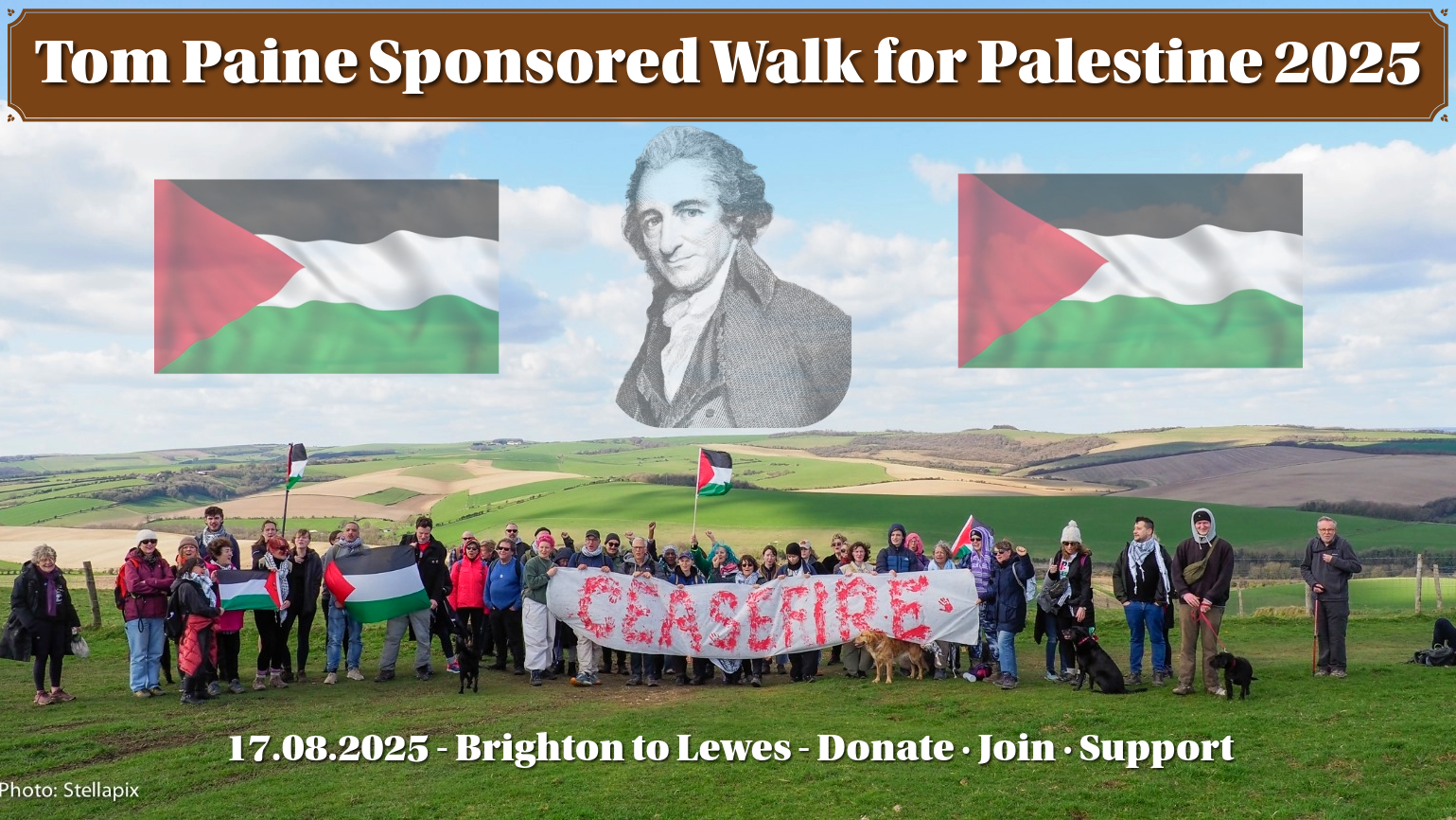Tom Paine Sponsored Walk for Palestine 2025 | Chuffed | Non-profit